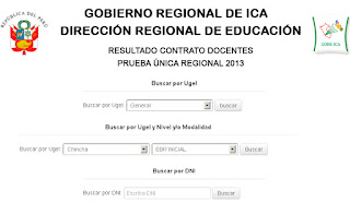 Resultados DRE ICA Reubicación Docente 2014 28 de Setiembre